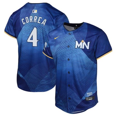 Youth Minnesota Twins #4 Carlos Correa Nike Royal 2024 City Connect Limited Jersey